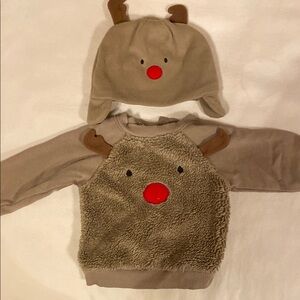 Cute Reindeer Sweater and Hat Set